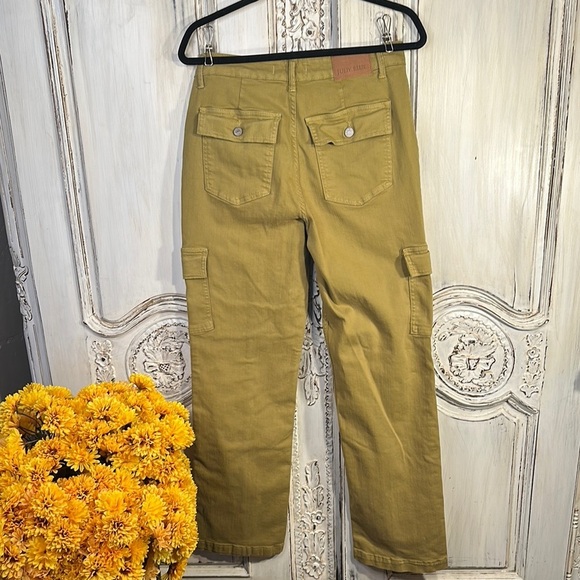 Judy Blue Green Cargo Pants Straight Leg Utilitarian - Picture 7 of 14